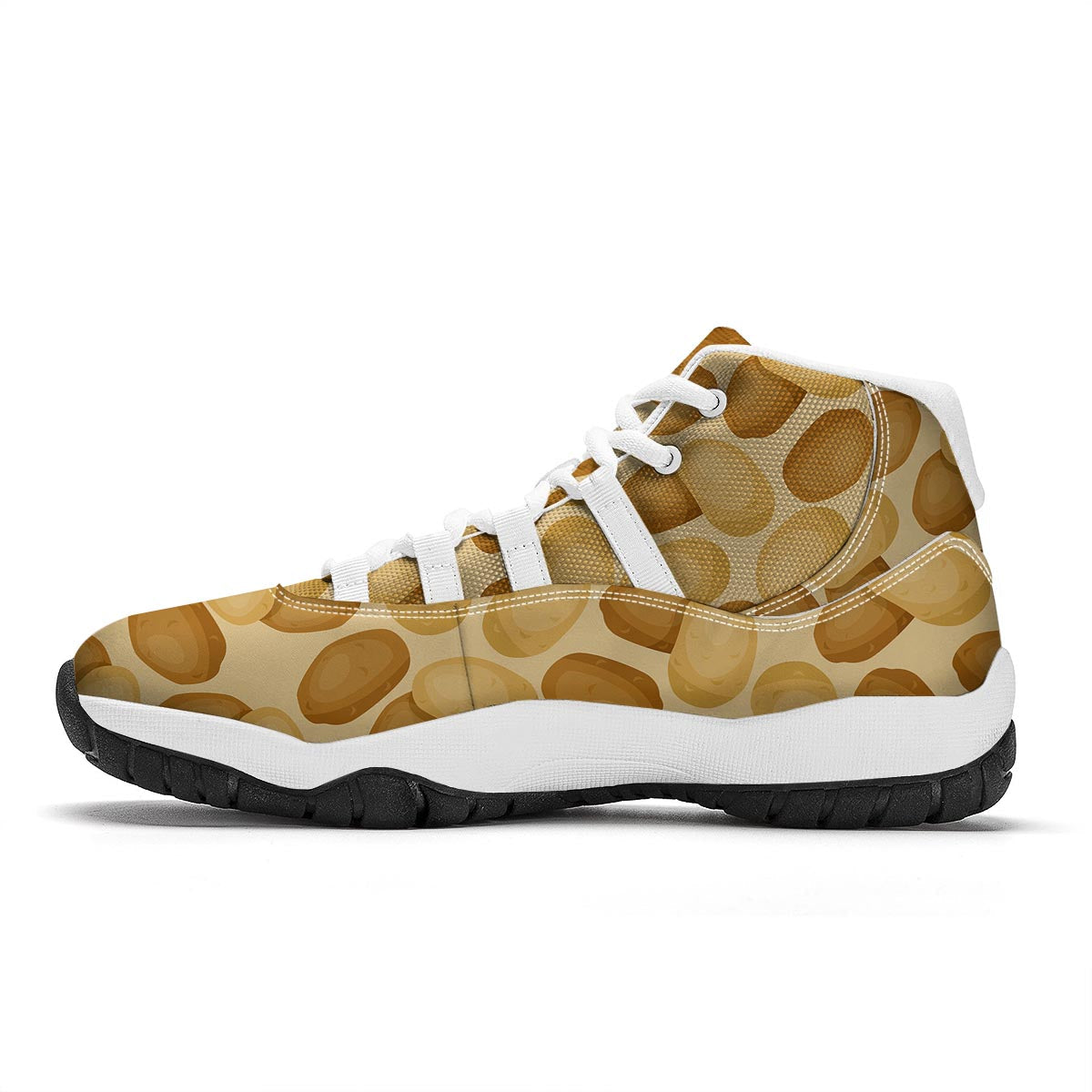 Potato Pattern Print White Bball Shoes-grizzshop