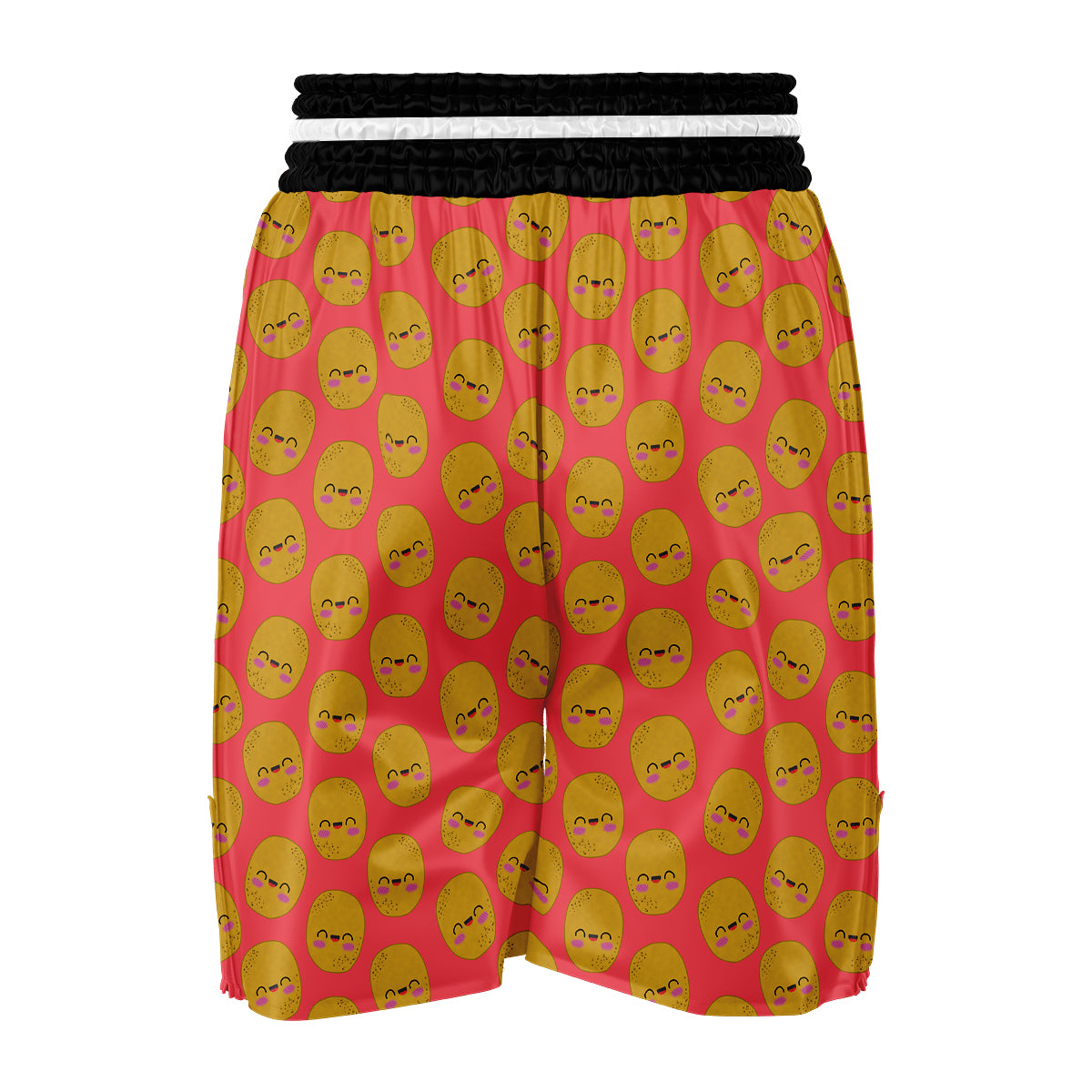 Potato Smile Pattern Print Boxing Shorts-grizzshop