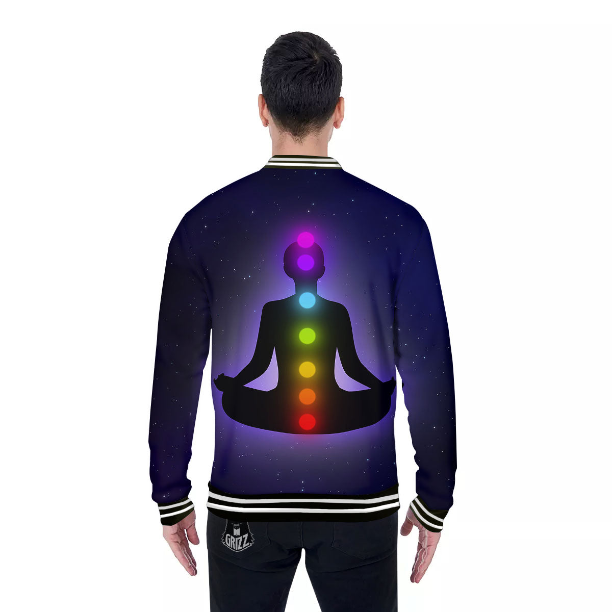 Power Of Seven Chakras Print Baseball Jacket-grizzshop