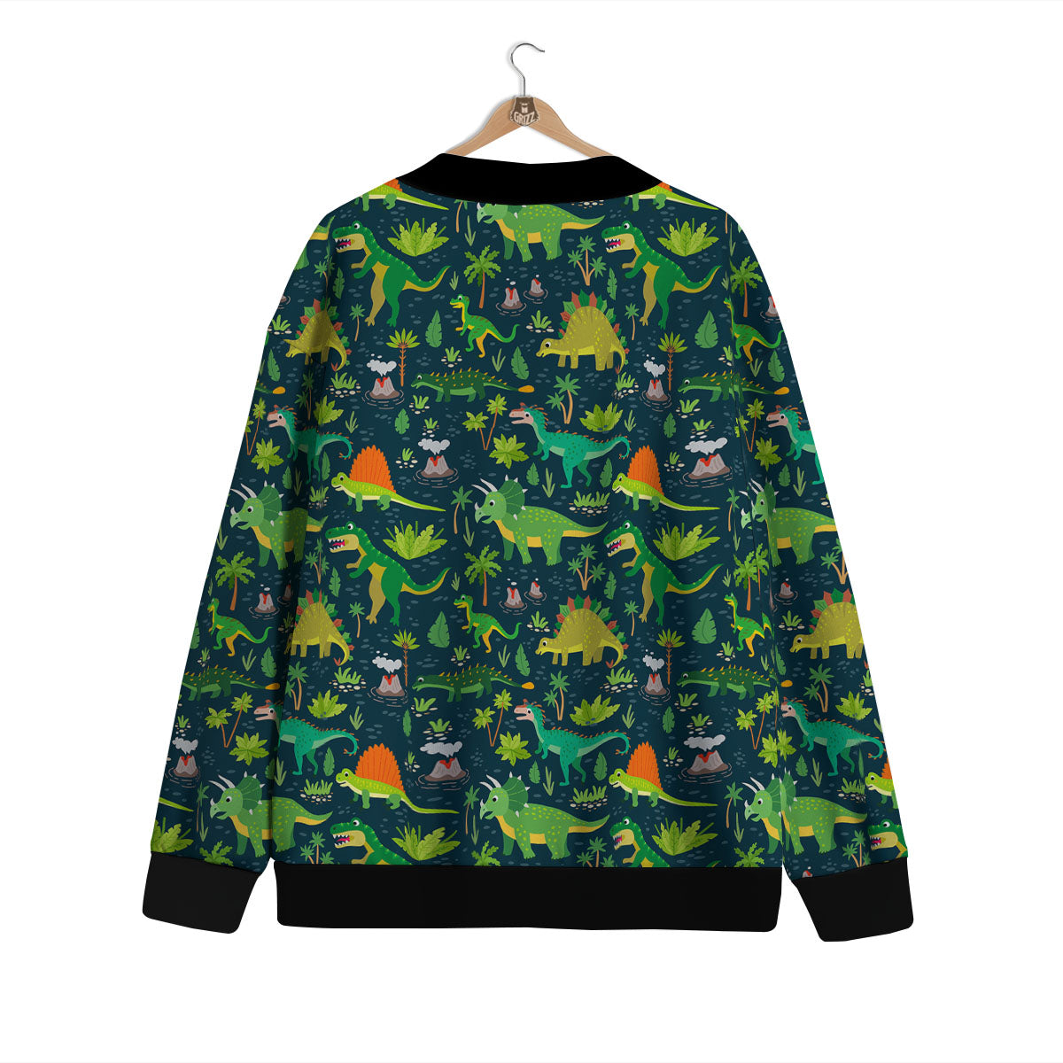 Prehistoric Plants And Dinosaur Print Cardigan-grizzshop