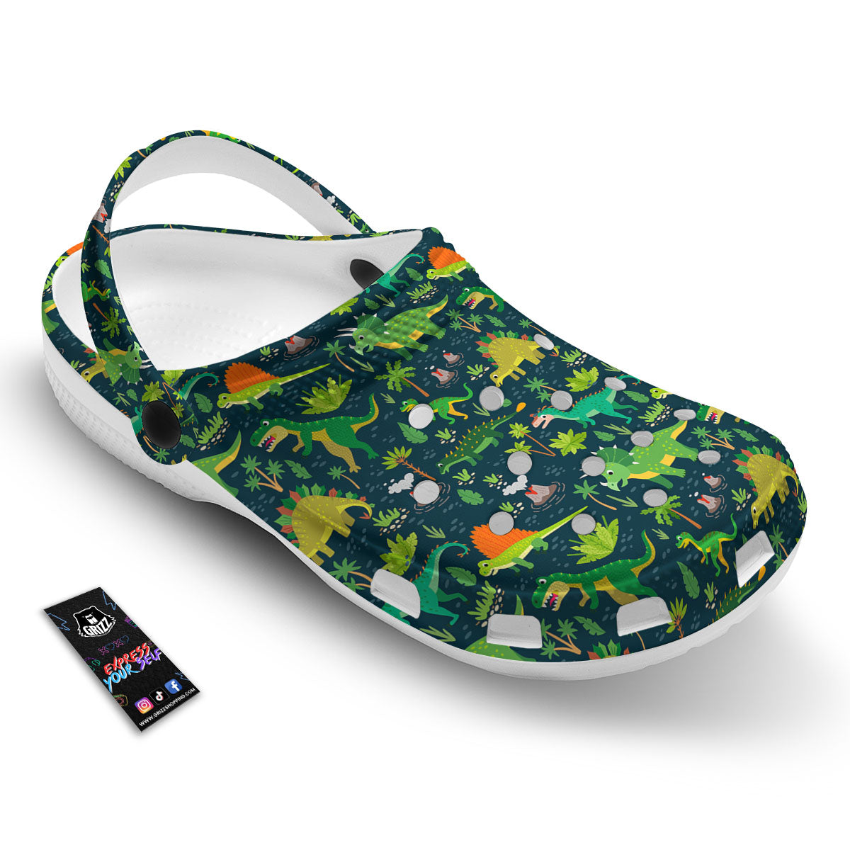 Prehistoric Plants And Dinosaur Print Clog-grizzshop