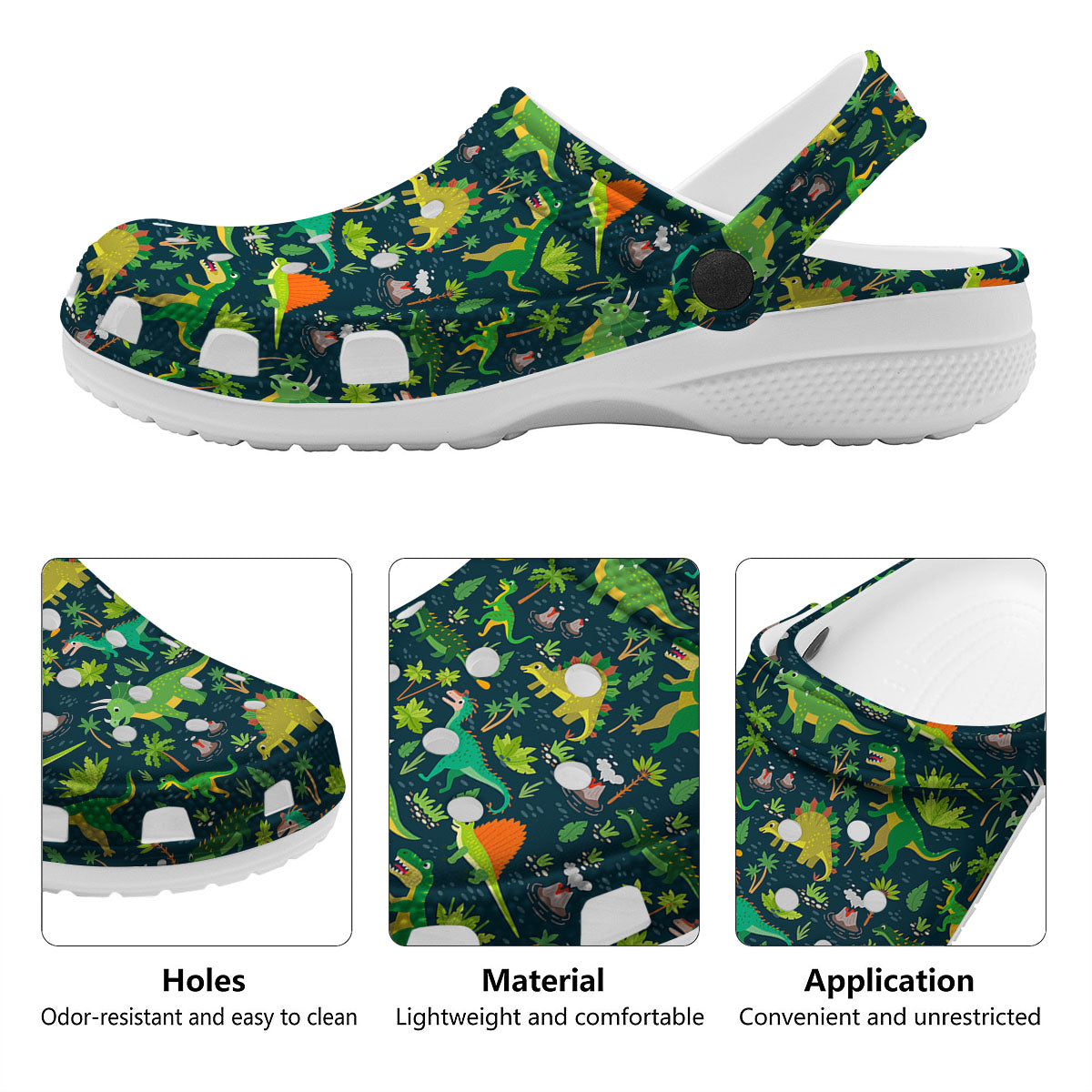 Prehistoric Plants And Dinosaur Print Clog-grizzshop