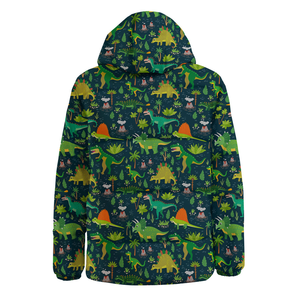 Prehistoric Plants And Dinosaur Print Down Jacket-grizzshop