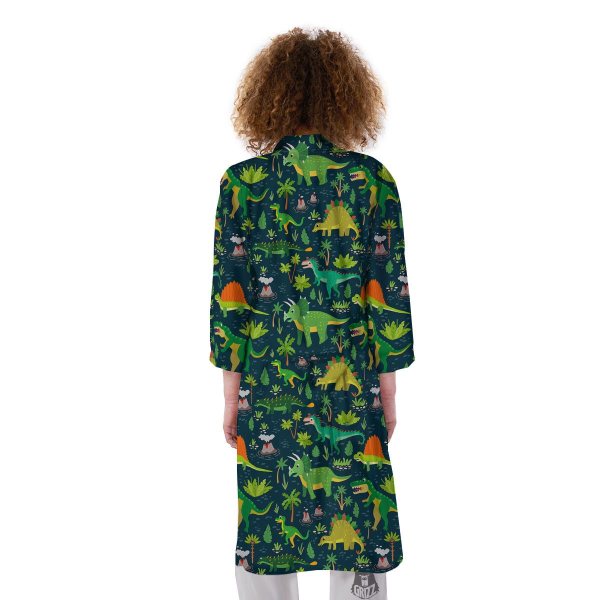 Prehistoric Plants And Dinosaur Print Kimono-grizzshop