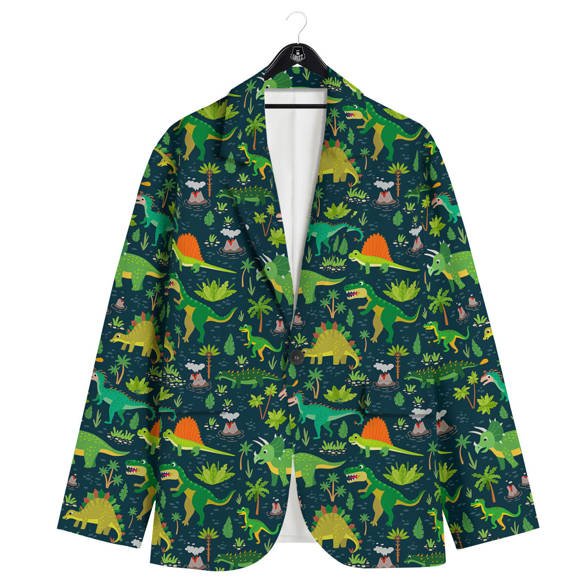 Prehistoric Plants And Dinosaur Print Men's Sport Coat-grizzshop