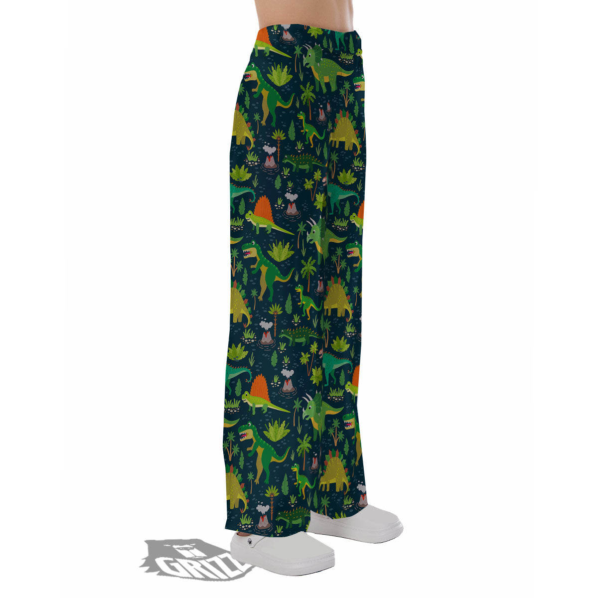 Prehistoric Plants And Dinosaur Print Pajama Pants-grizzshop