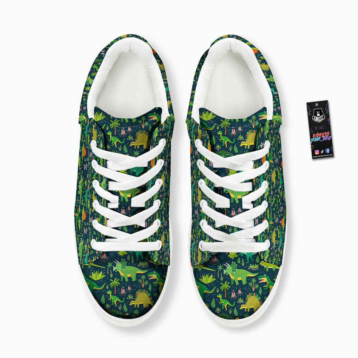 Prehistoric Plants And Dinosaur Print Platform Shoes-grizzshop