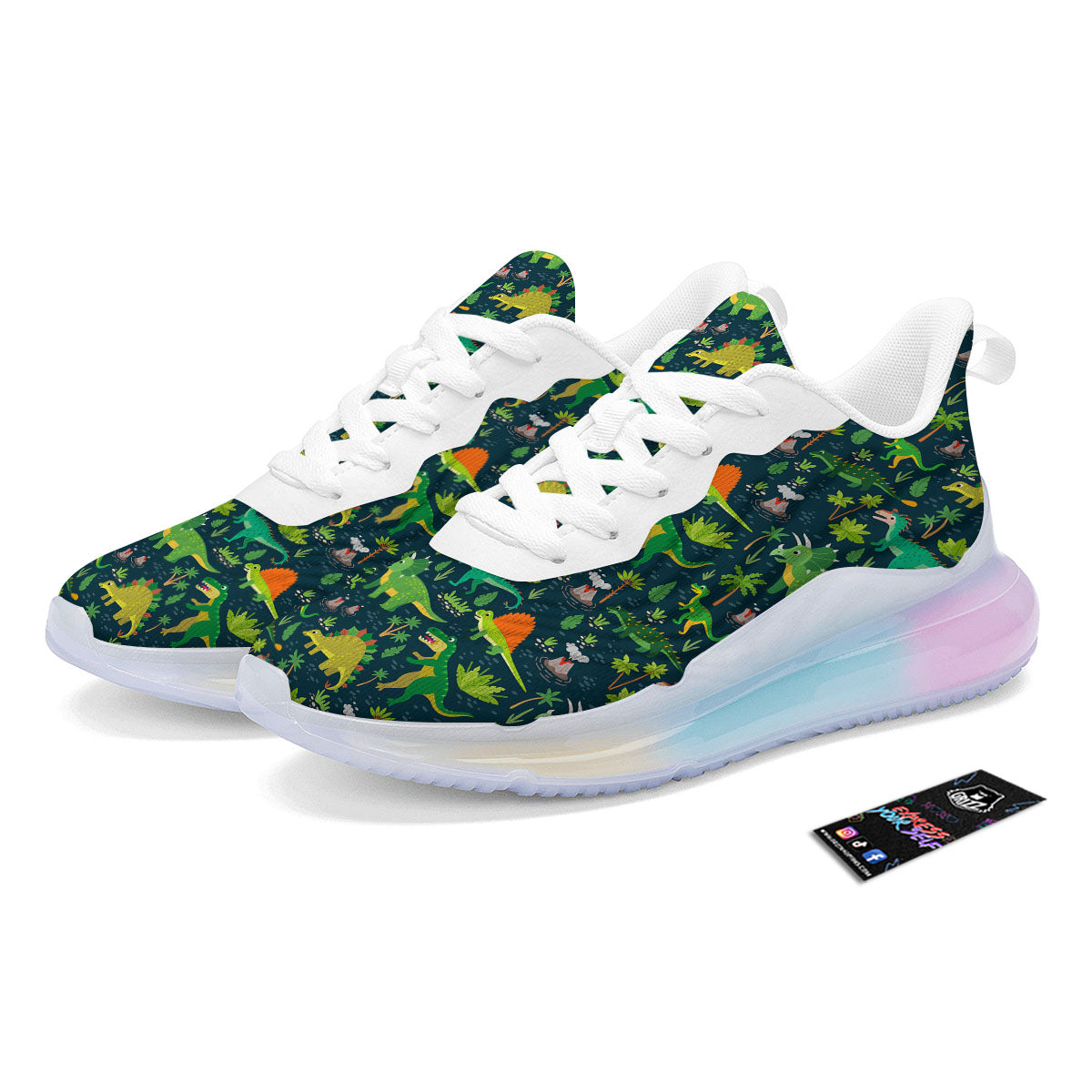 Prehistoric Plants And Dinosaur Print Running Sneakers-grizzshop