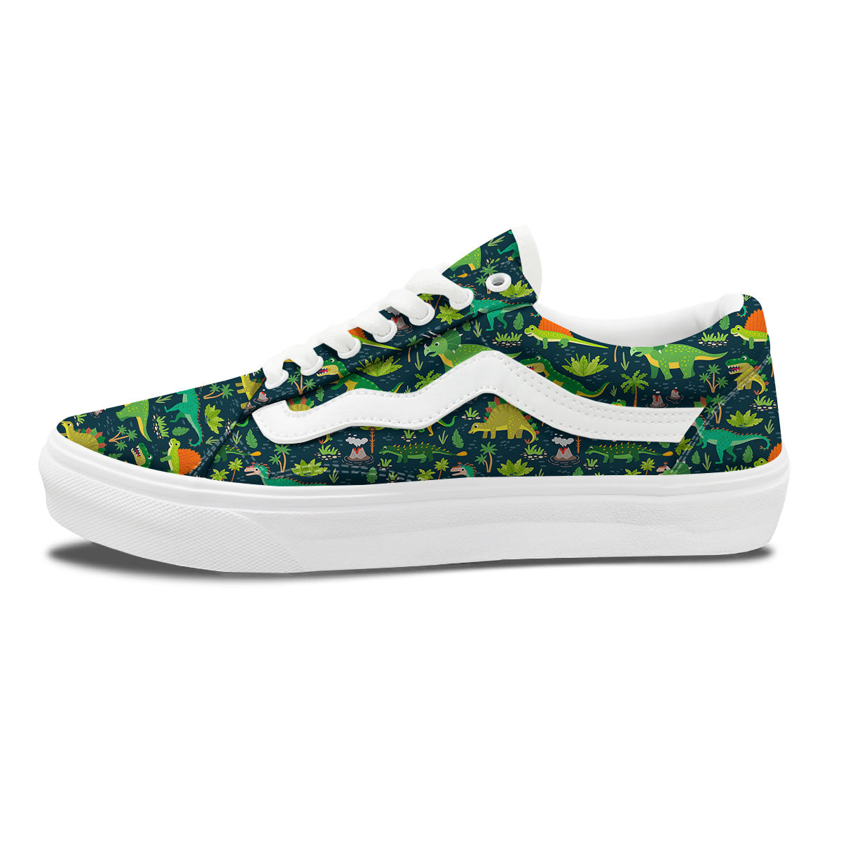 Prehistoric Plants And Dinosaur Print Skate Shoes-grizzshop