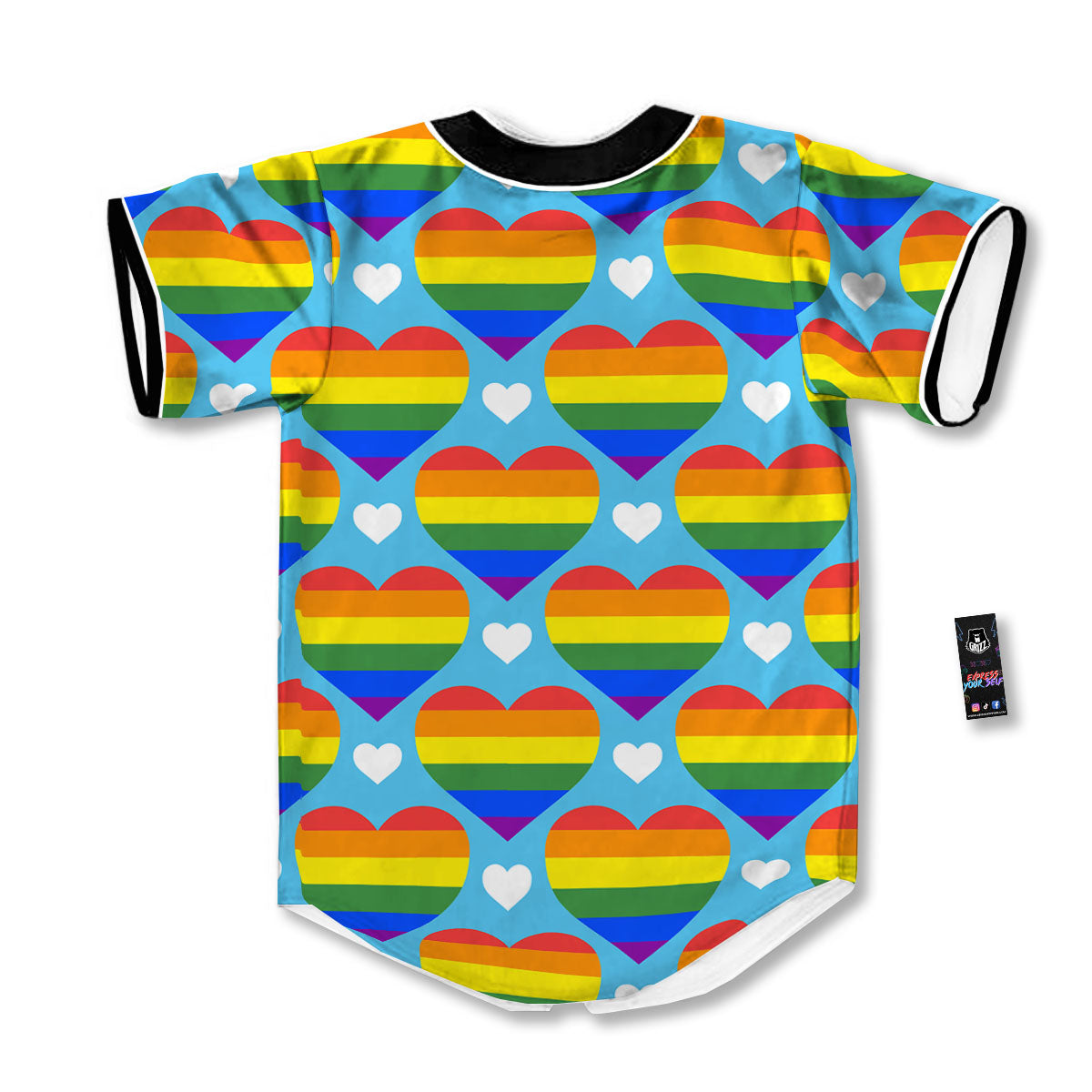 Pride Heart Rainbow LGBT Print Pattern Baseball Jersey-grizzshop