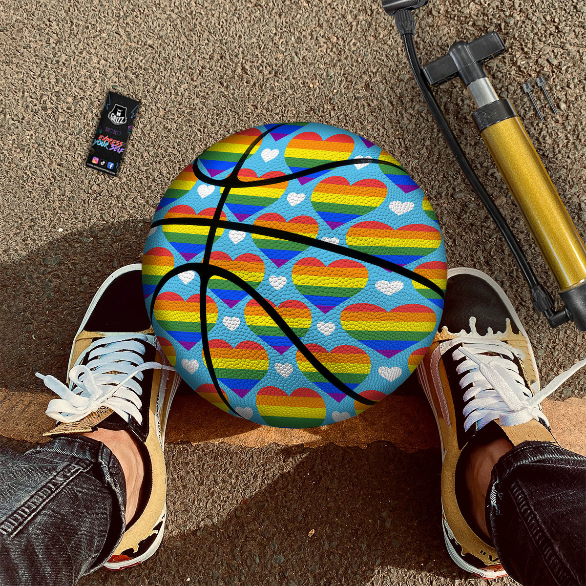 Pride Heart Rainbow LGBT Print Pattern Basketball-grizzshop