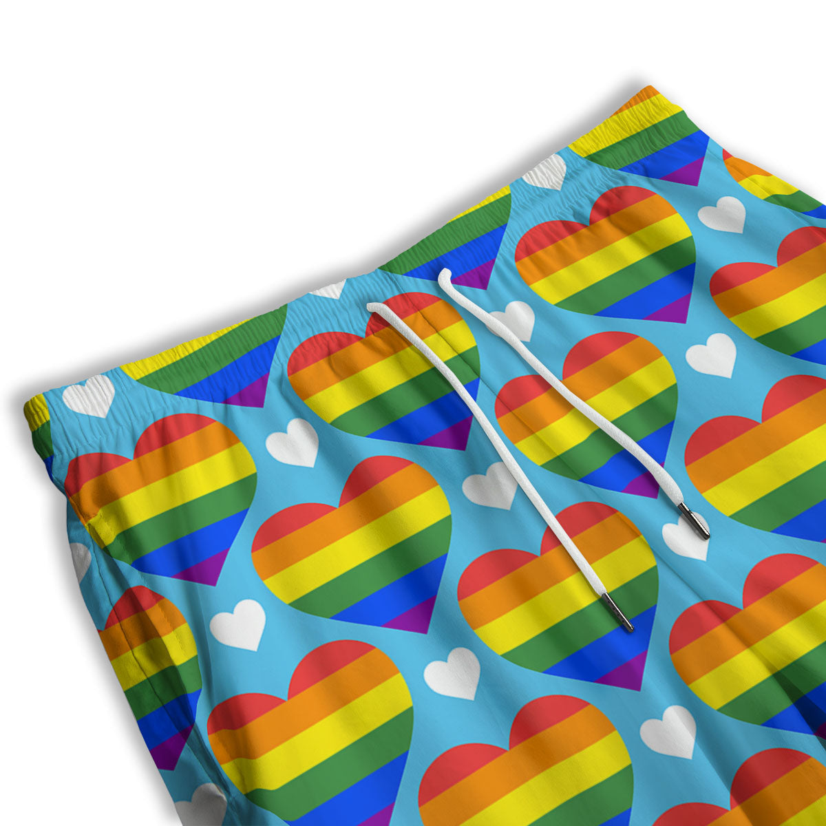 Pride Heart Rainbow LGBT Print Pattern Men's Athletic Shorts-grizzshop