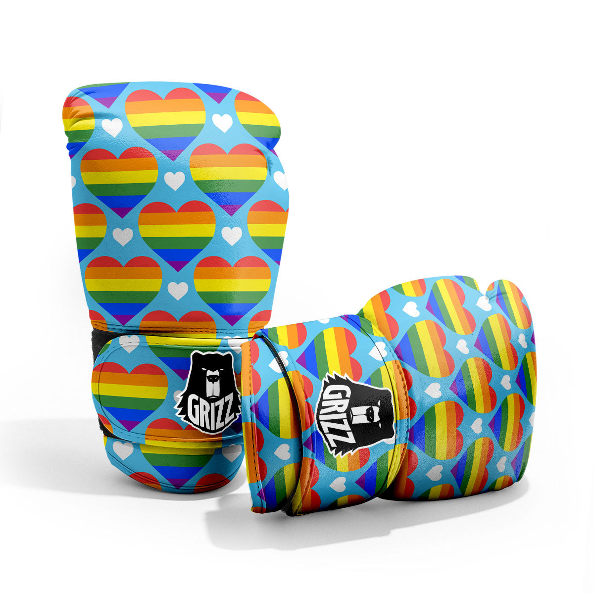 Pride Heart Rainbow LGBT Print Pattern Pro Boxing Glove