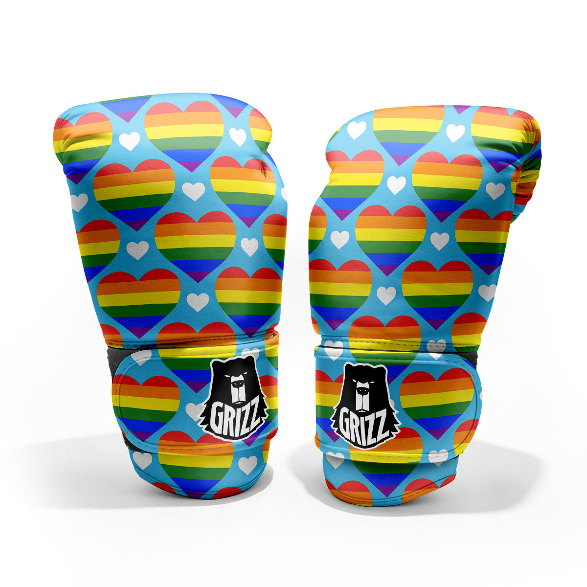 Pride Heart Rainbow LGBT Print Pattern Pro Boxing Glove