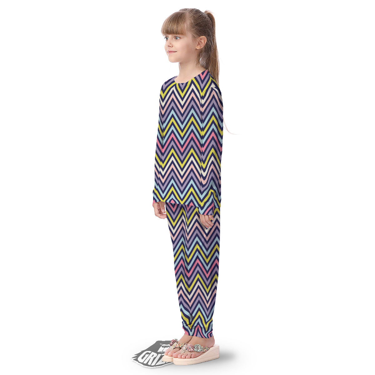 Pride Zigzag Rainbow Gay Print Pattern Kid's Pajamas-grizzshop