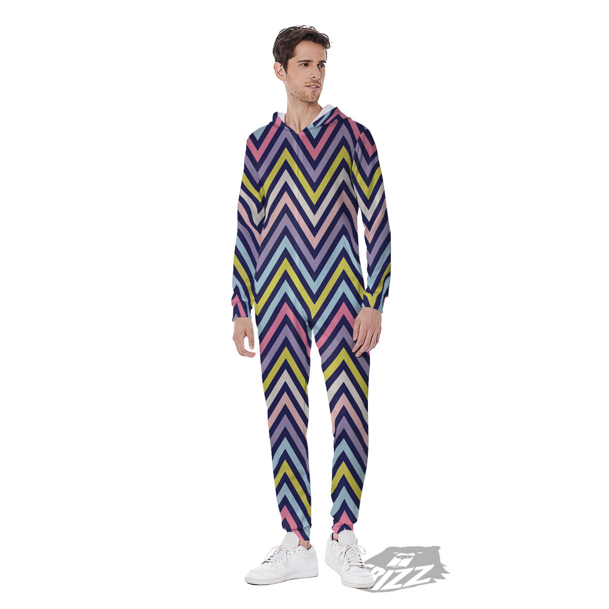 Pride Zigzag Rainbow Gay Print Pattern Men's Jumpsuit-grizzshop