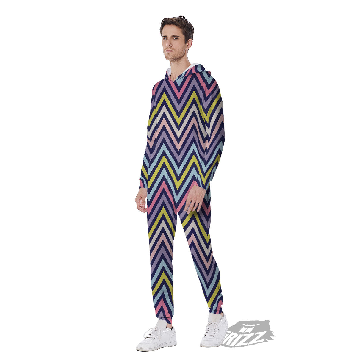 Pride Zigzag Rainbow Gay Print Pattern Men's Jumpsuit-grizzshop