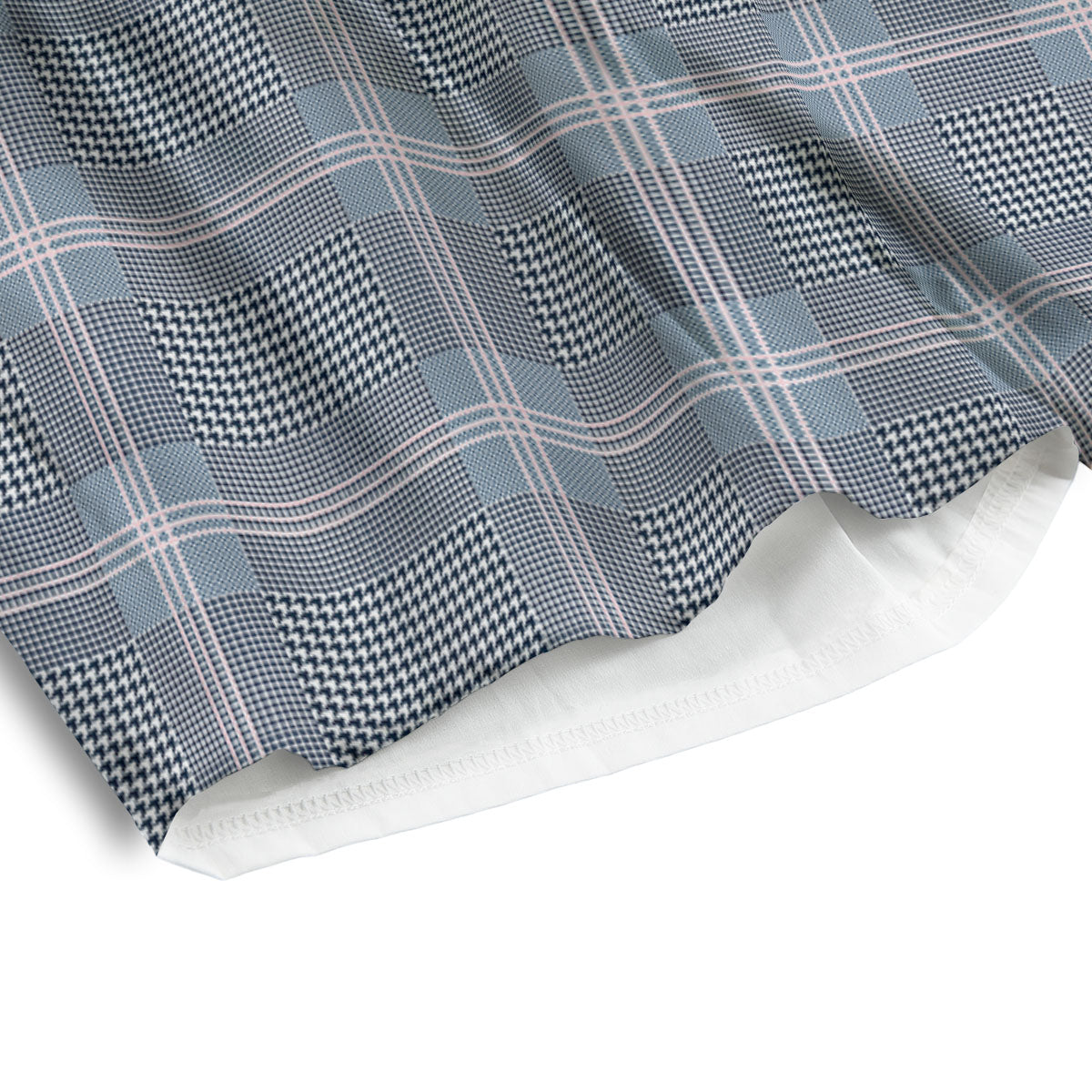 Prince of Wales Navy Blue Check Print Men's Athletic Shorts