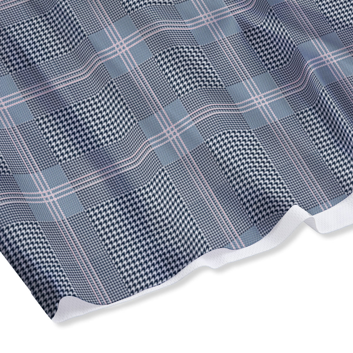 Prince of Wales Navy Blue Check Print Mesh Shorts