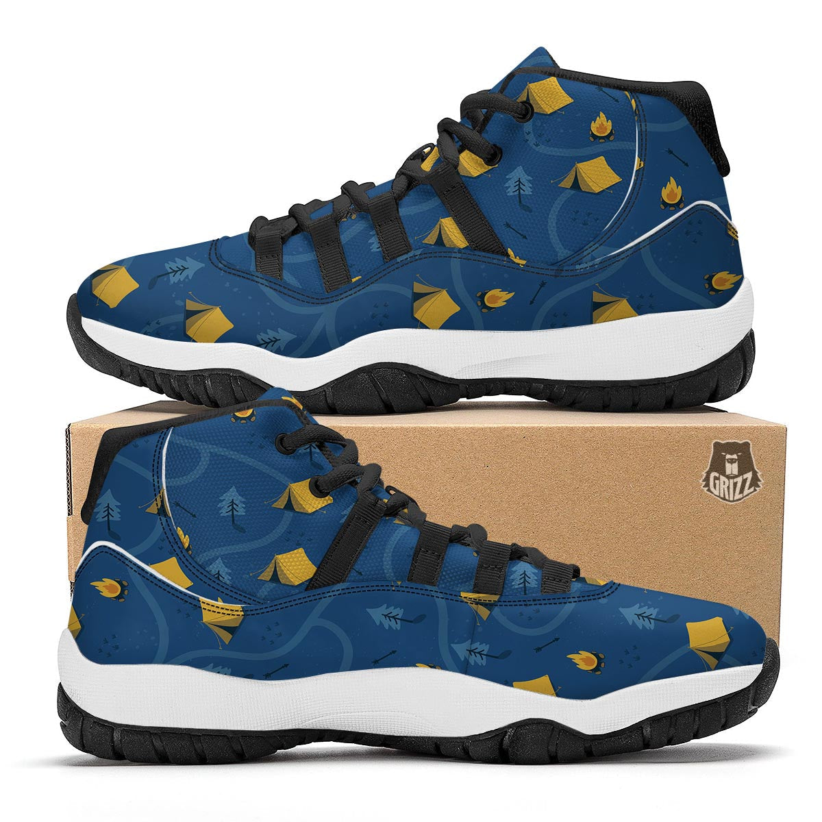 Print Camper Pattern Black Bball Shoes-grizzshop