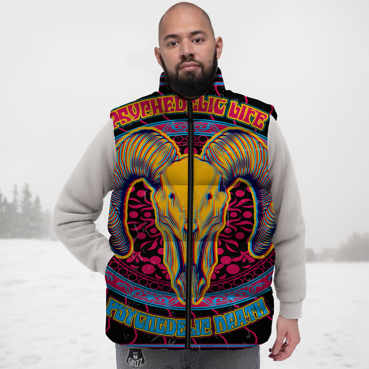 Print Pattern Anchor Nautical Down Vest-grizzshop