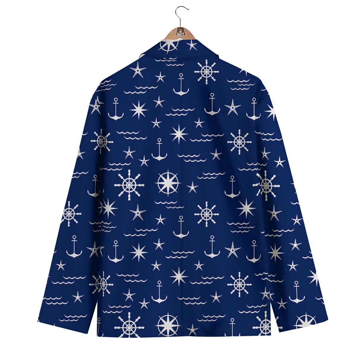 Print Pattern Anchor Nautical Men's Blazer-grizzshop