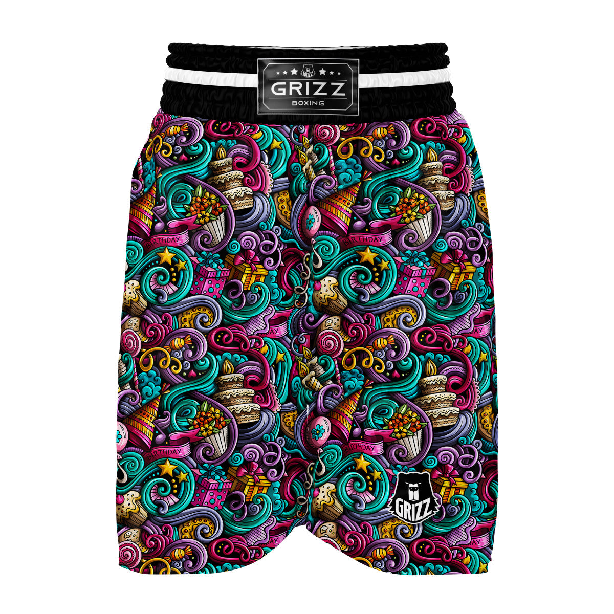 Print Pattern Birthday Boxing Shorts-grizzshop