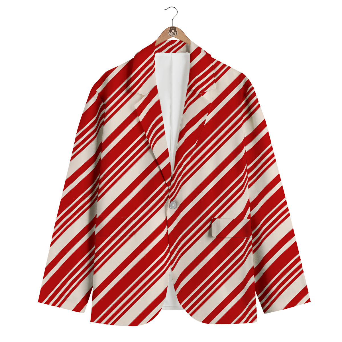 Print Pattern Cady Cane Men's Blazer-grizzshop