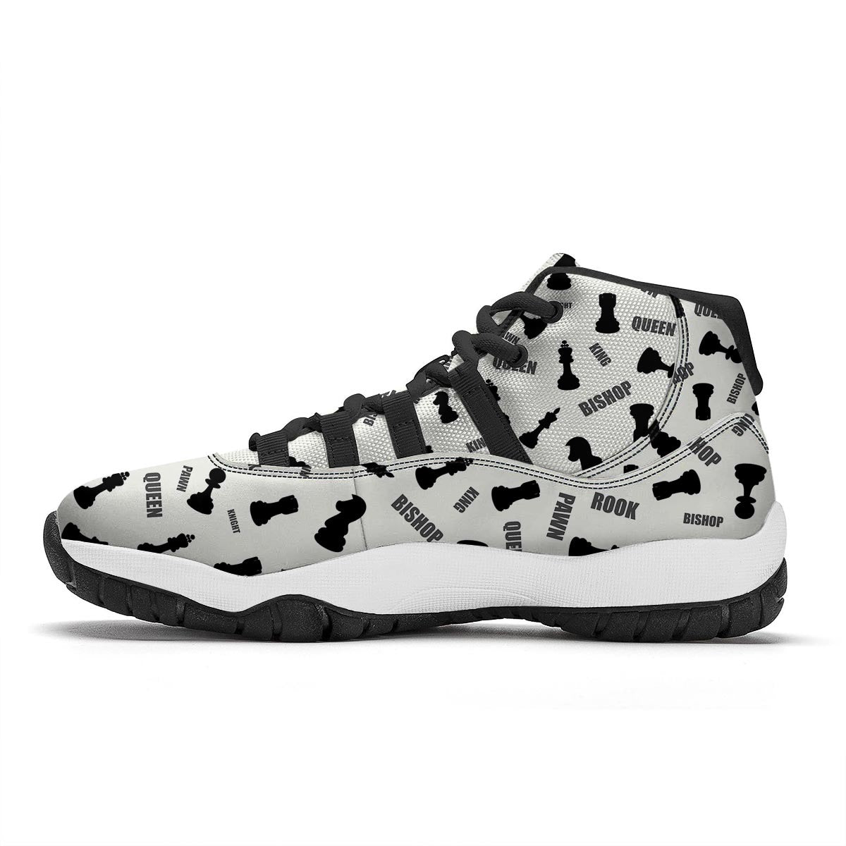 Print Pattern Chess Black Bball Shoes-grizzshop