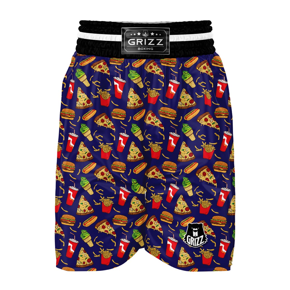 Print Pattern Fastfood Boxing Shorts-grizzshop