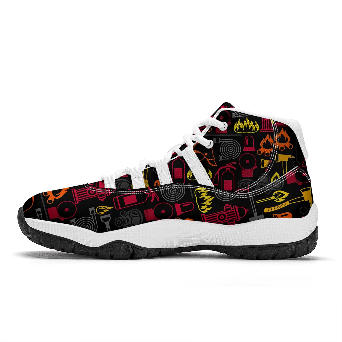 Print Pattern Firefighter White Bball Shoes-grizzshop