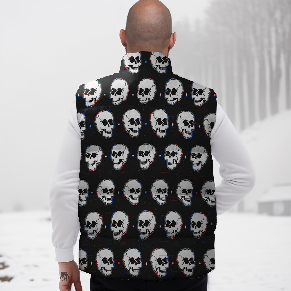 Print Pattern Frog Down Vest-grizzshop