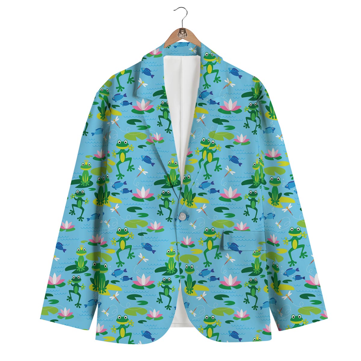 Print Pattern Frog Men's Blazer-grizzshop