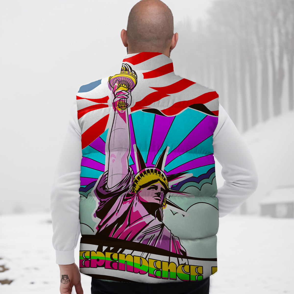 Print Pattern Hot Dog Down Vest-grizzshop