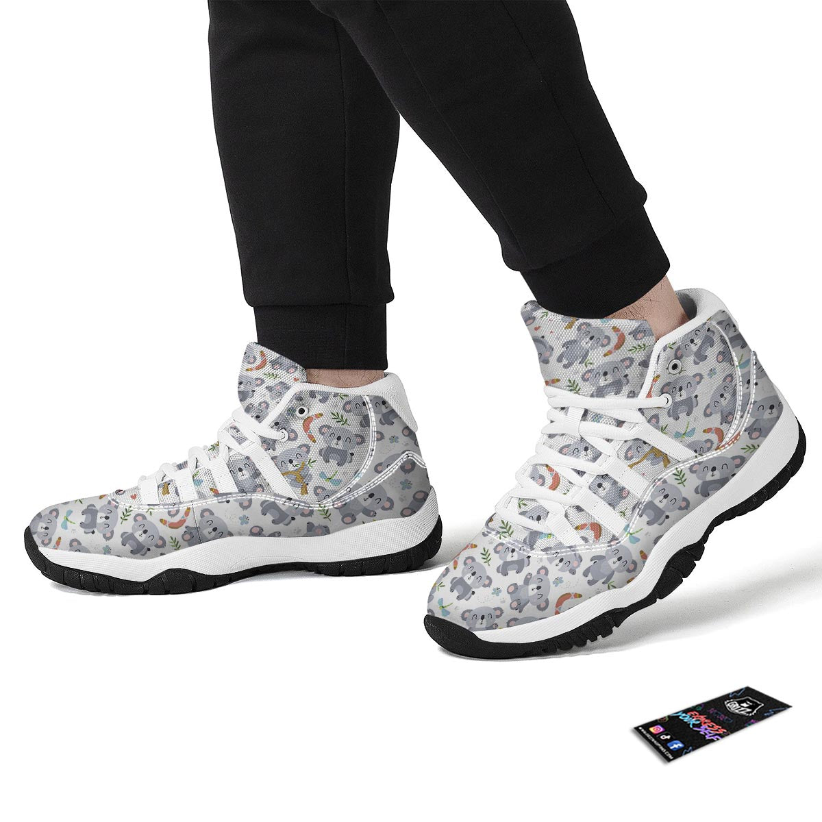 Print Pattern Koala White Bball Shoes-grizzshop