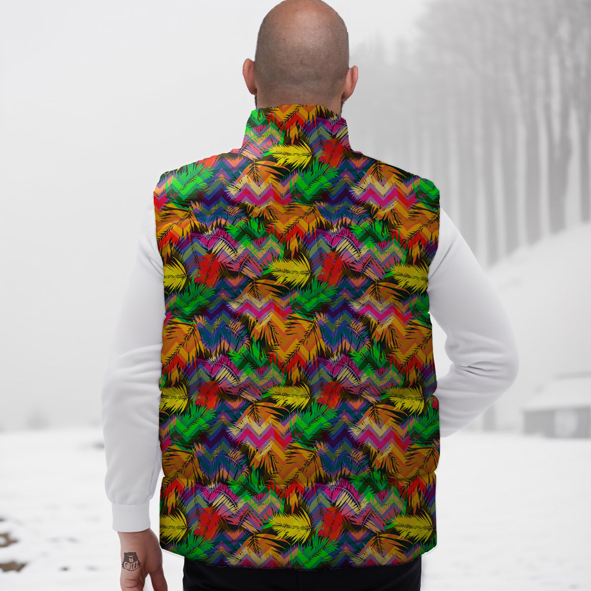 Print Pattern Koi Fish Down Vest-grizzshop