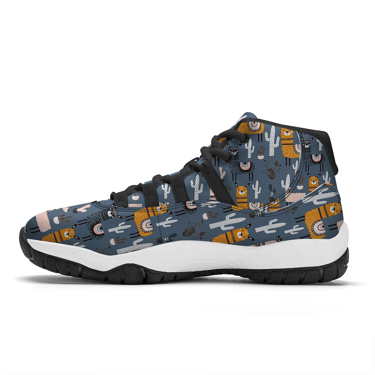 Print Pattern Llama Cactus Black Bball Shoes-grizzshop