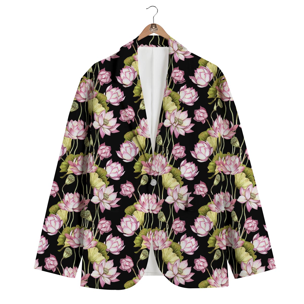 Print Pattern Lotus Men's Blazer-grizzshop