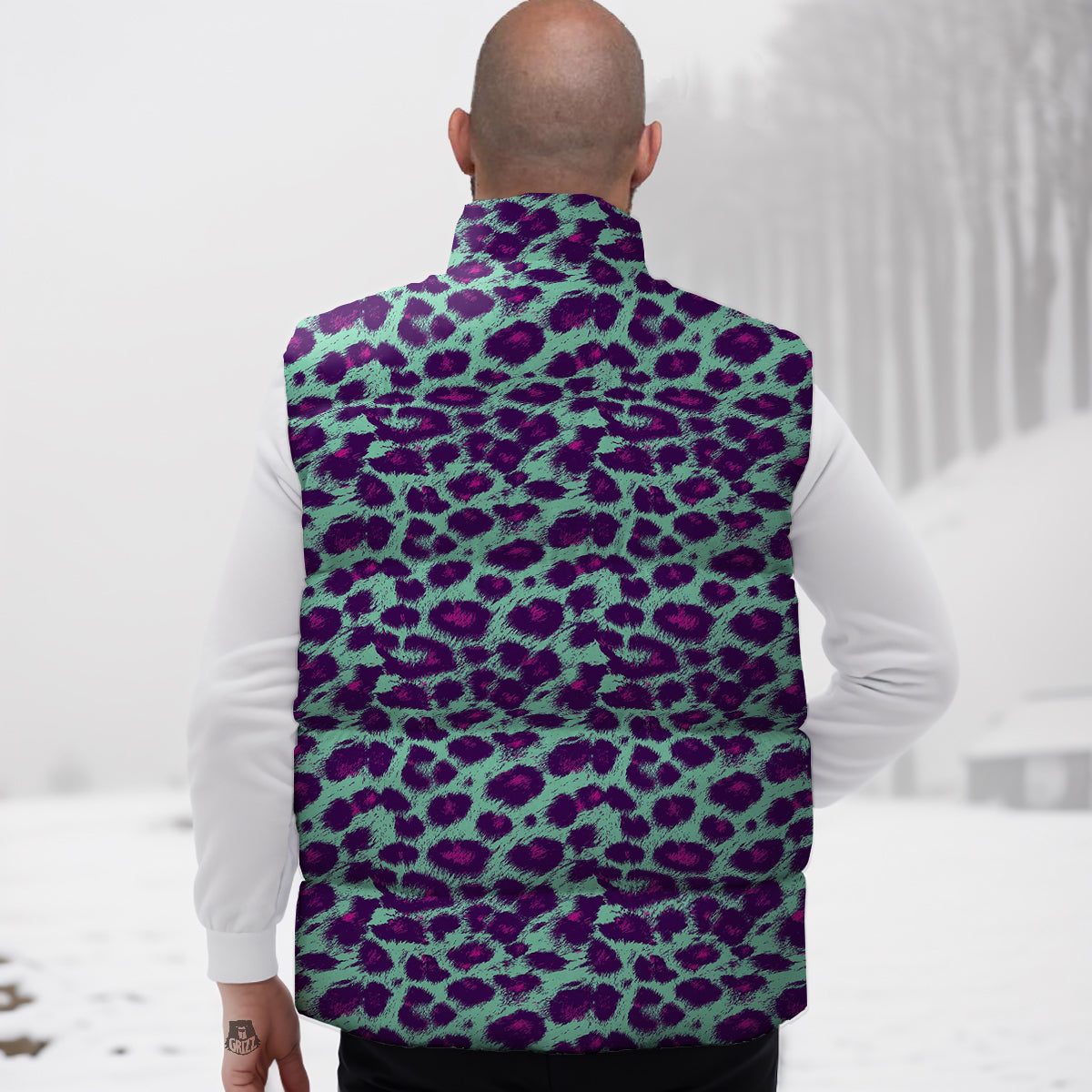 Print Pattern Monster Down Vest-grizzshop