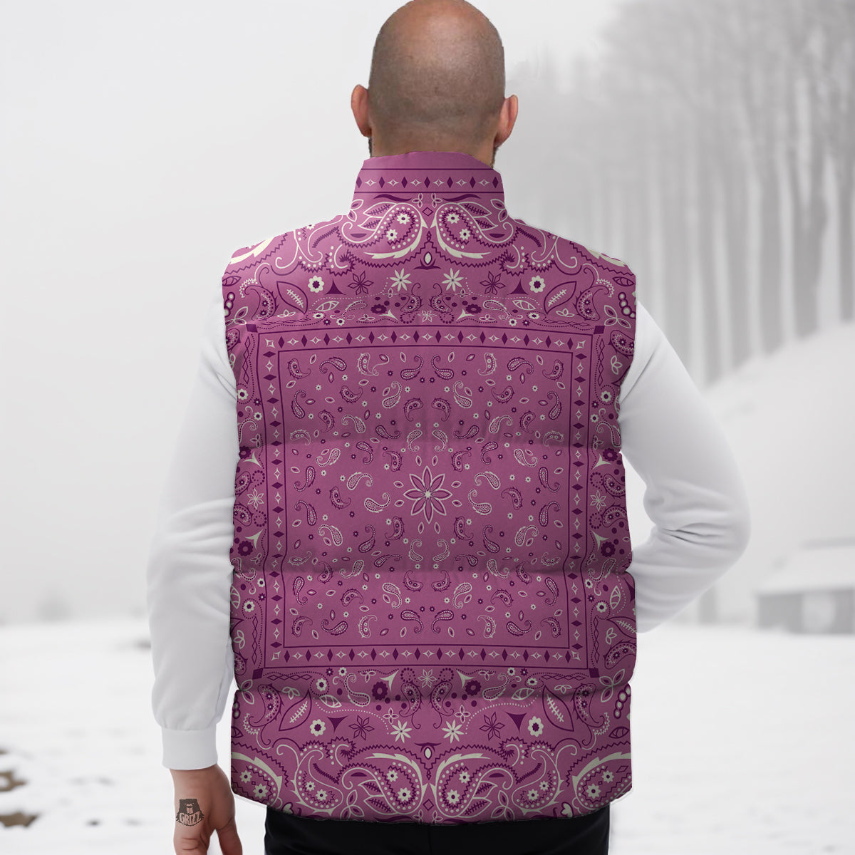 Print Pattern Mushroom Down Vest