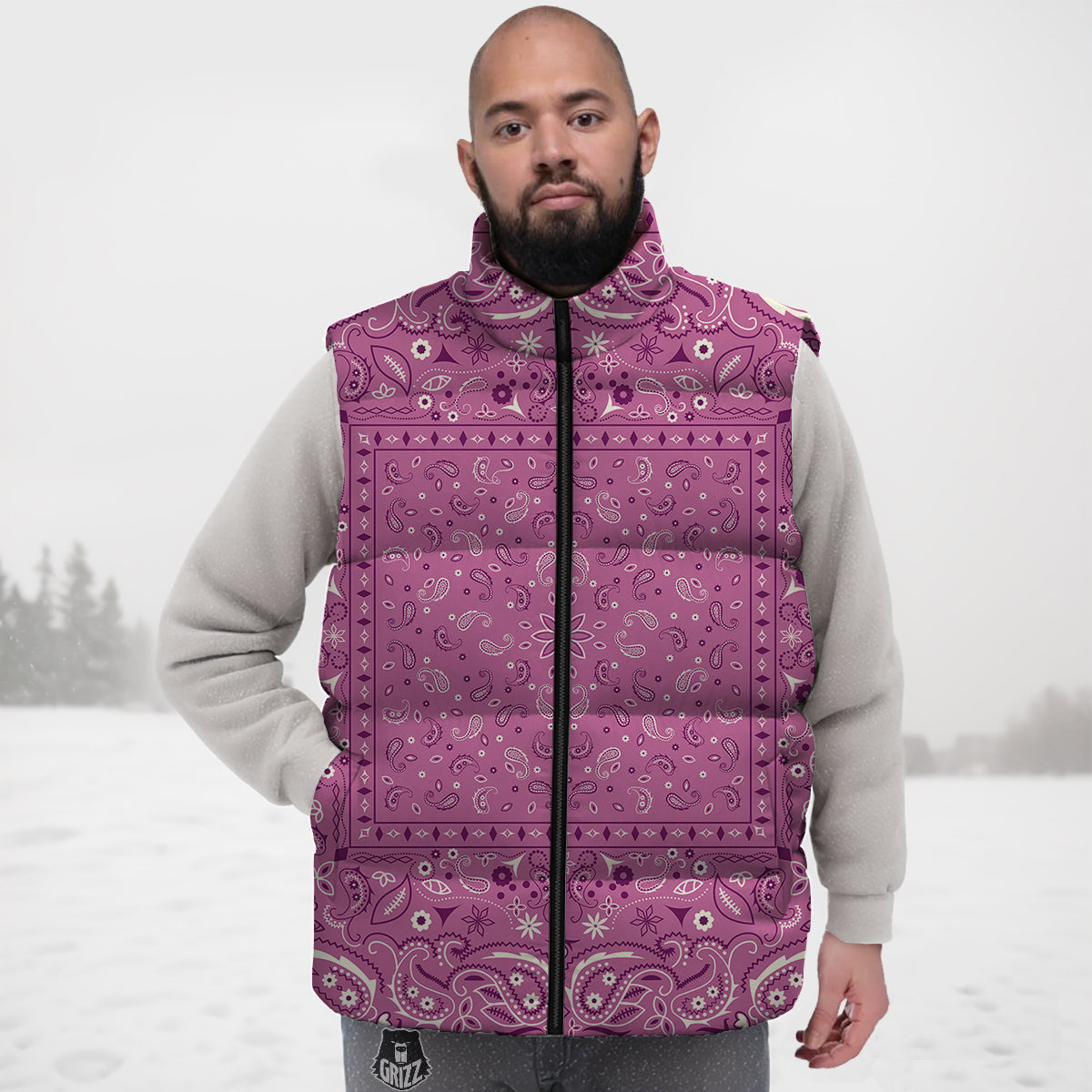 Print Pattern Mushroom Down Vest