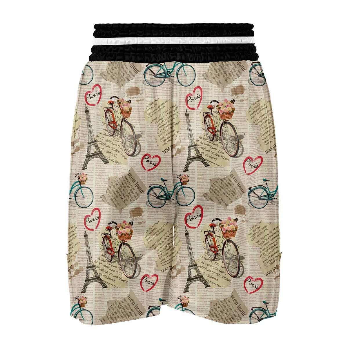 Print Pattern Newspaper Boxing Shorts-grizzshop