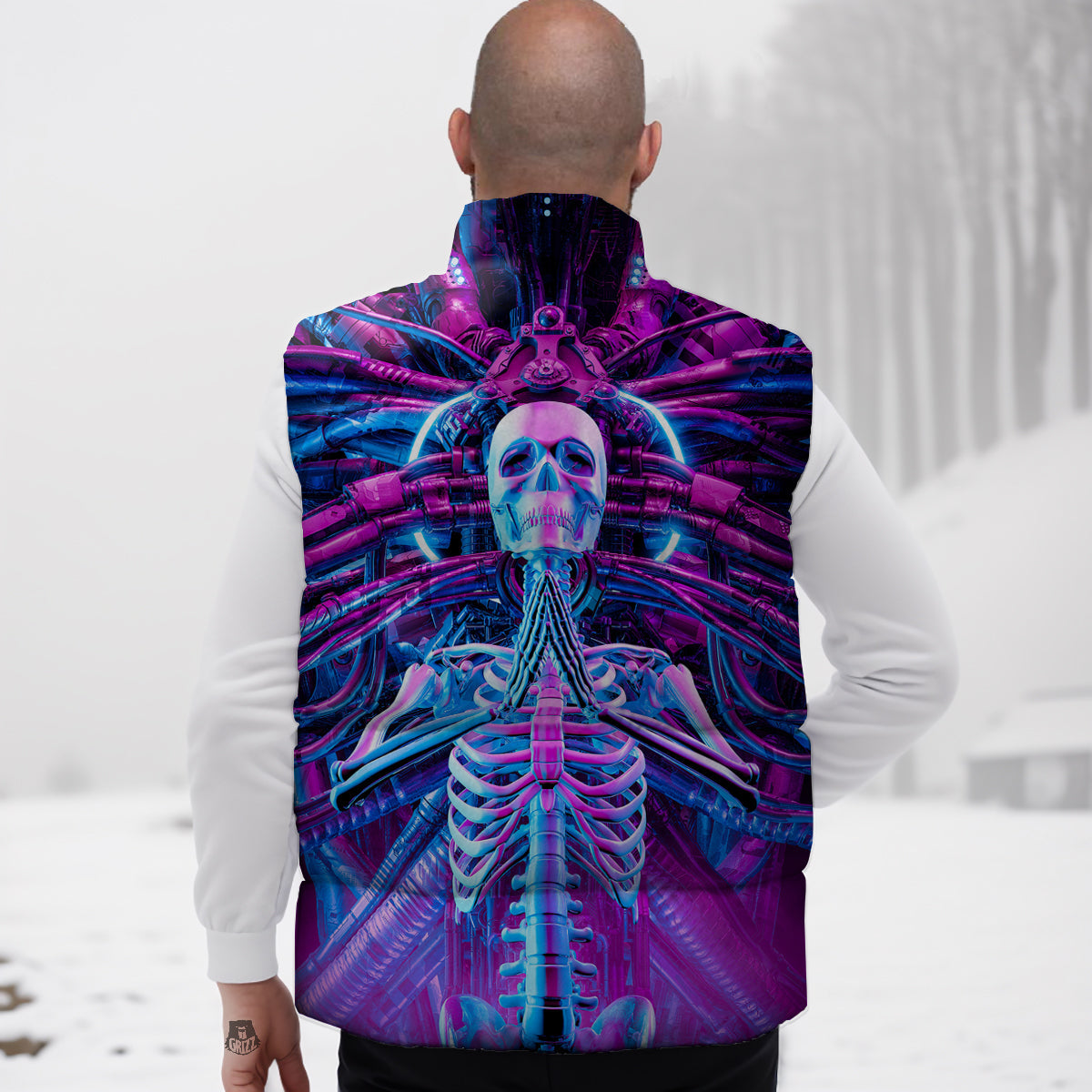 Print Pattern Newspaper Down Vest-grizzshop