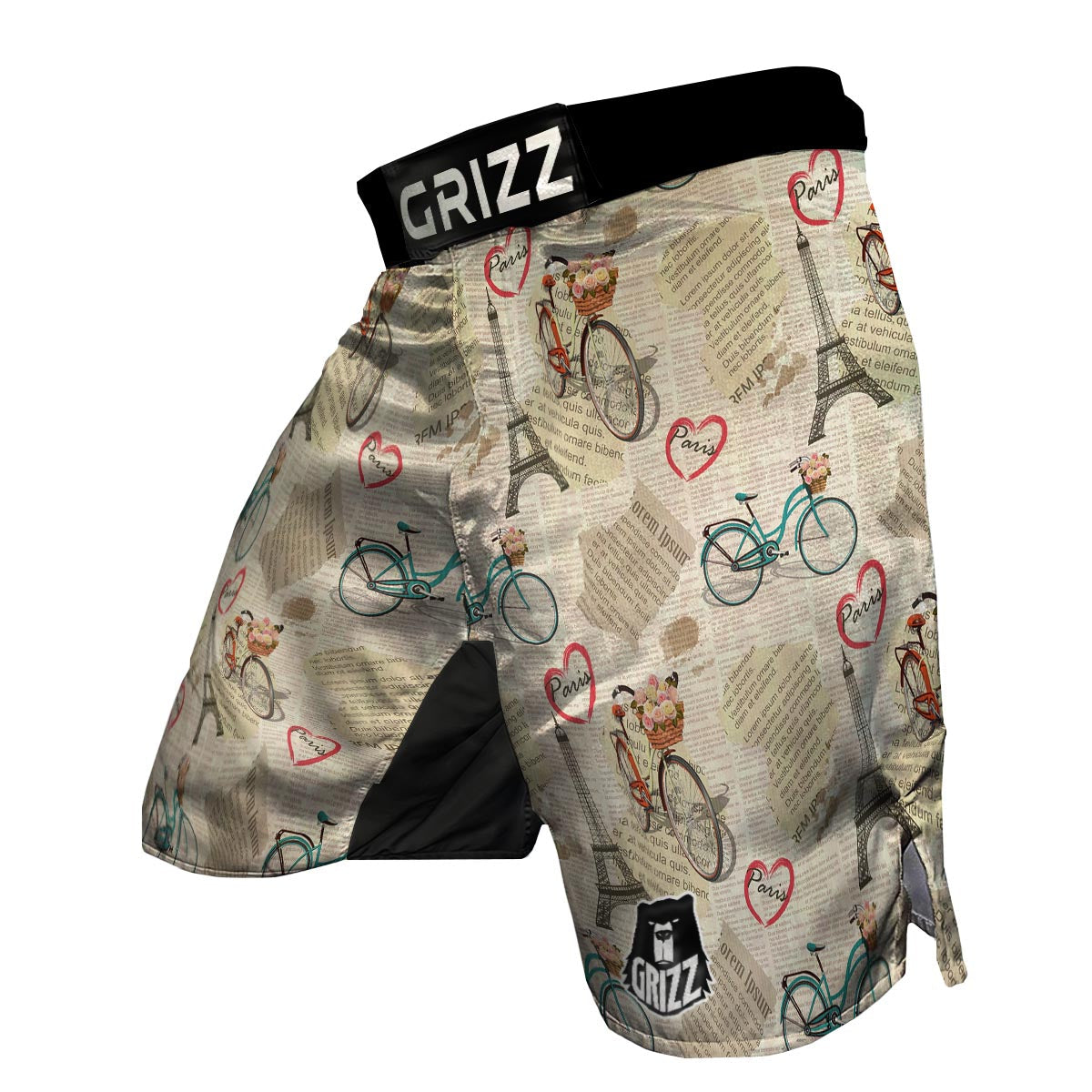 Print Pattern Newspaper MMA Shorts-grizzshop