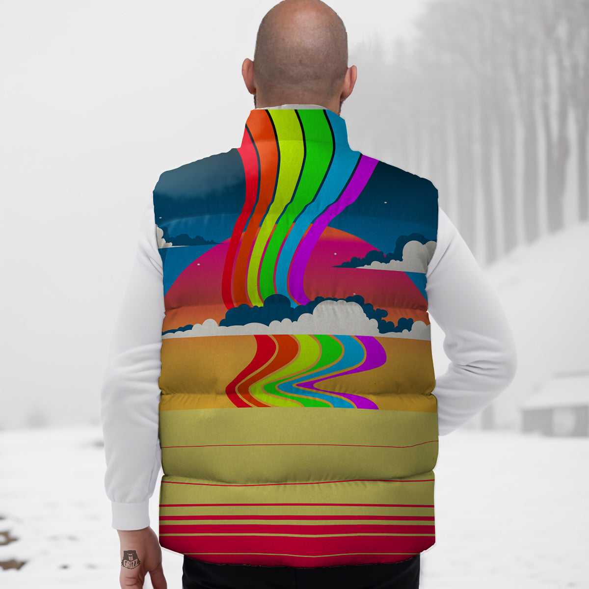 Print Pattern Sushi Down Vest-grizzshop