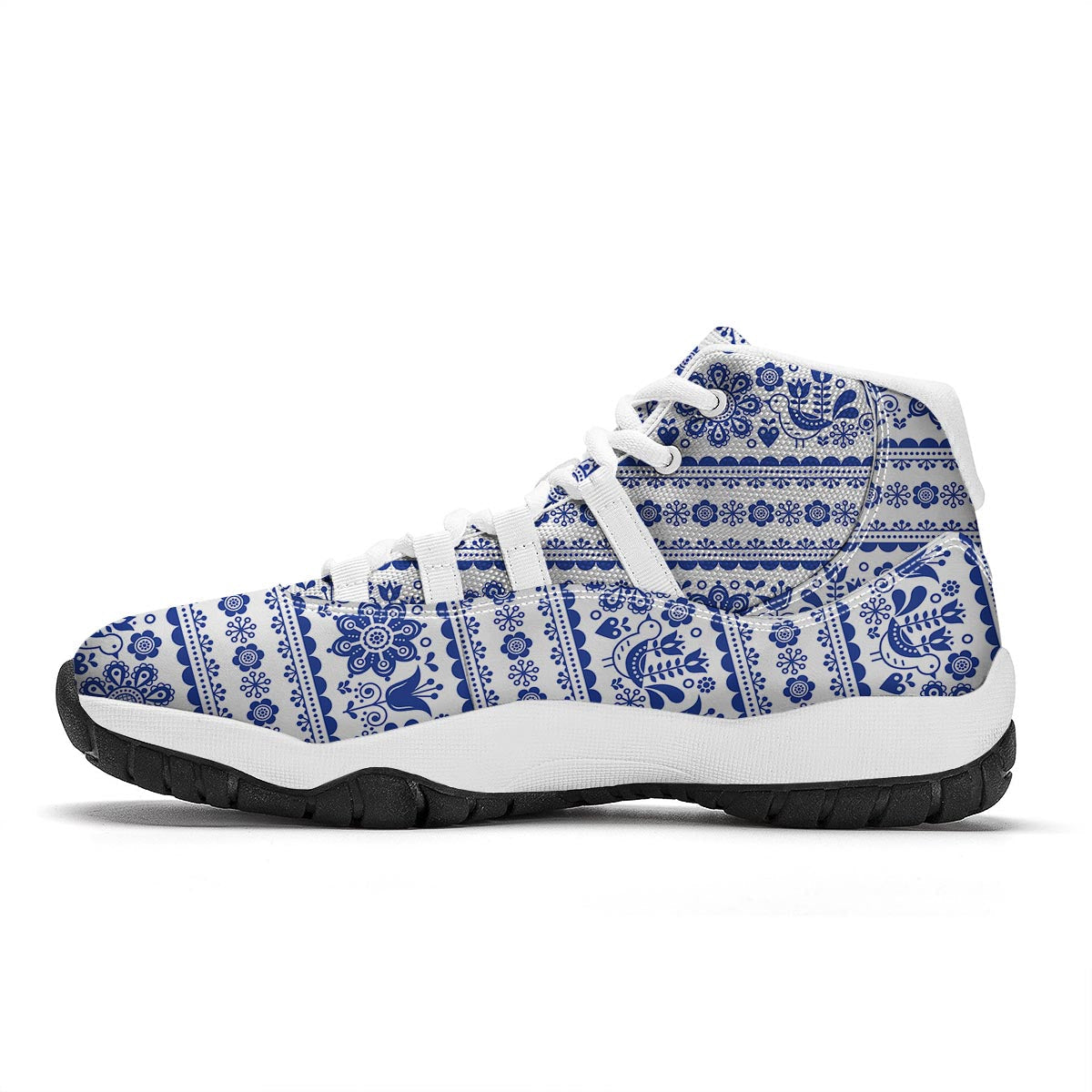 Print Pattern Swedish White Bball Shoes-grizzshop