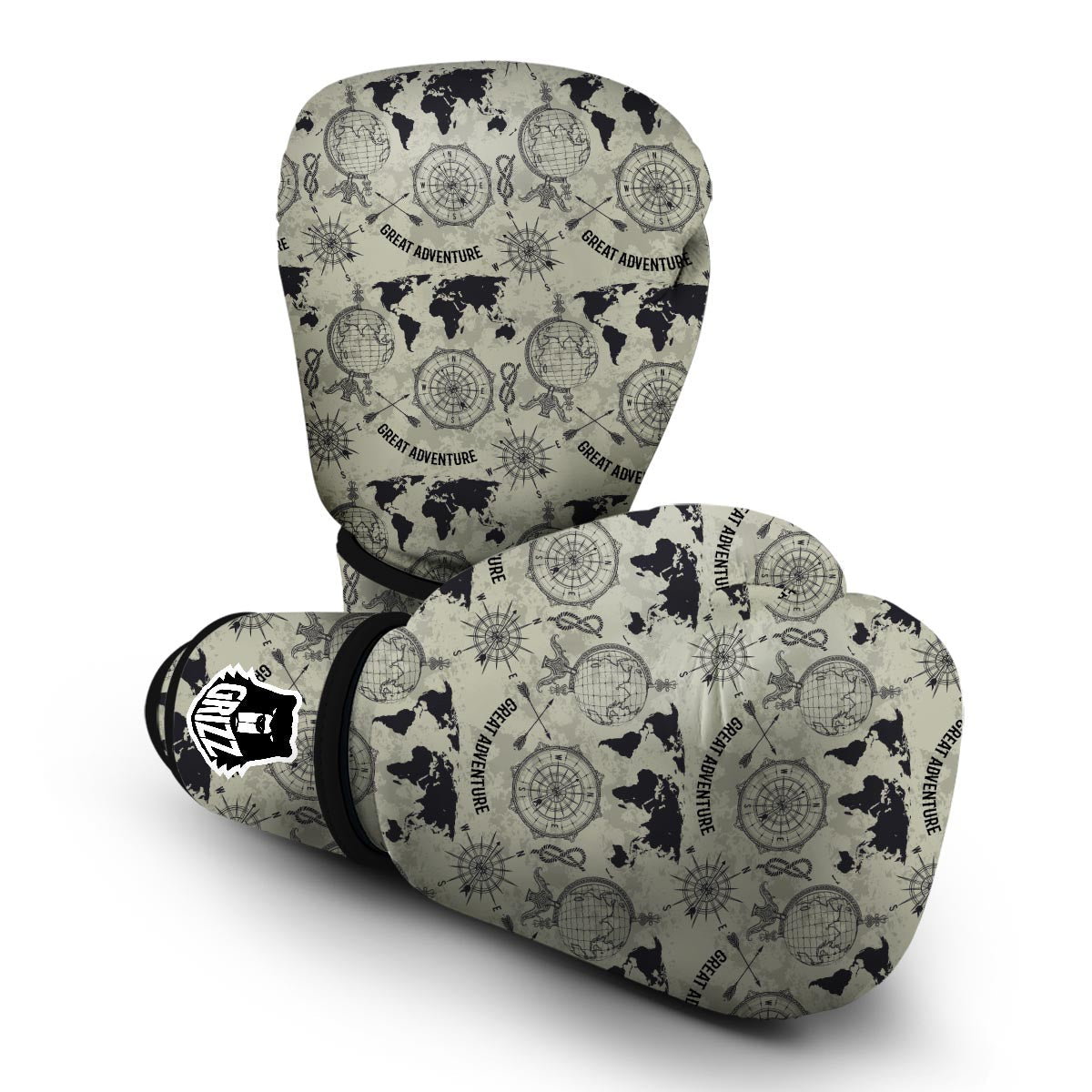 Print Pattern World Map Boxing Gloves-grizzshop