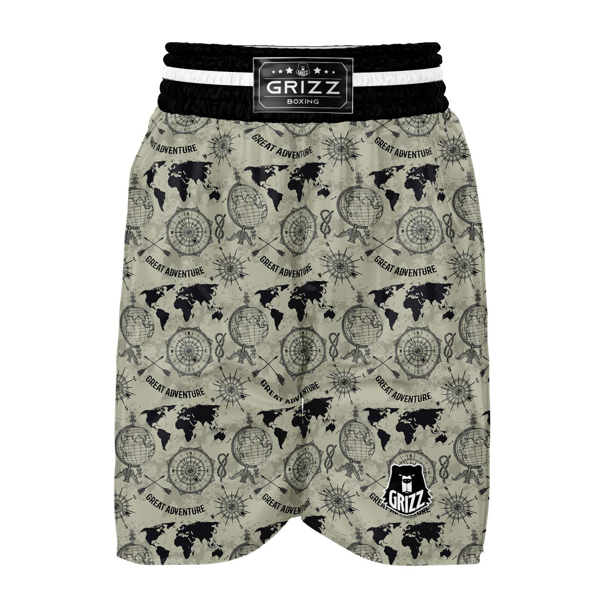 Print Pattern World Map Boxing Shorts-grizzshop