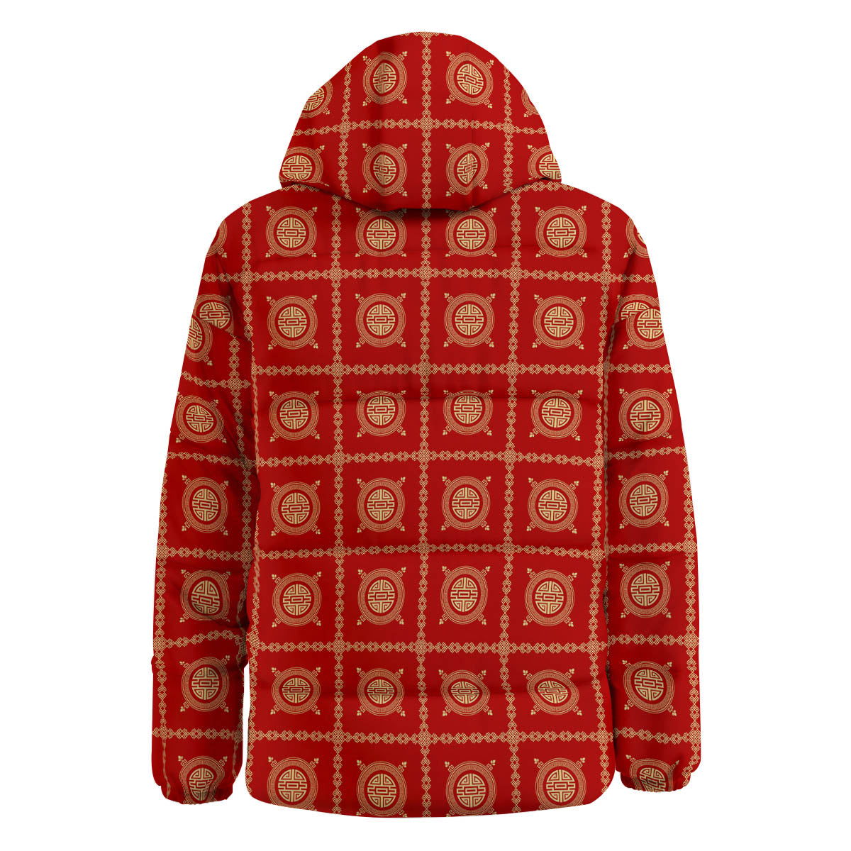 Prosperity Symbol Chinese Print Pattern Down Jacket-grizzshop