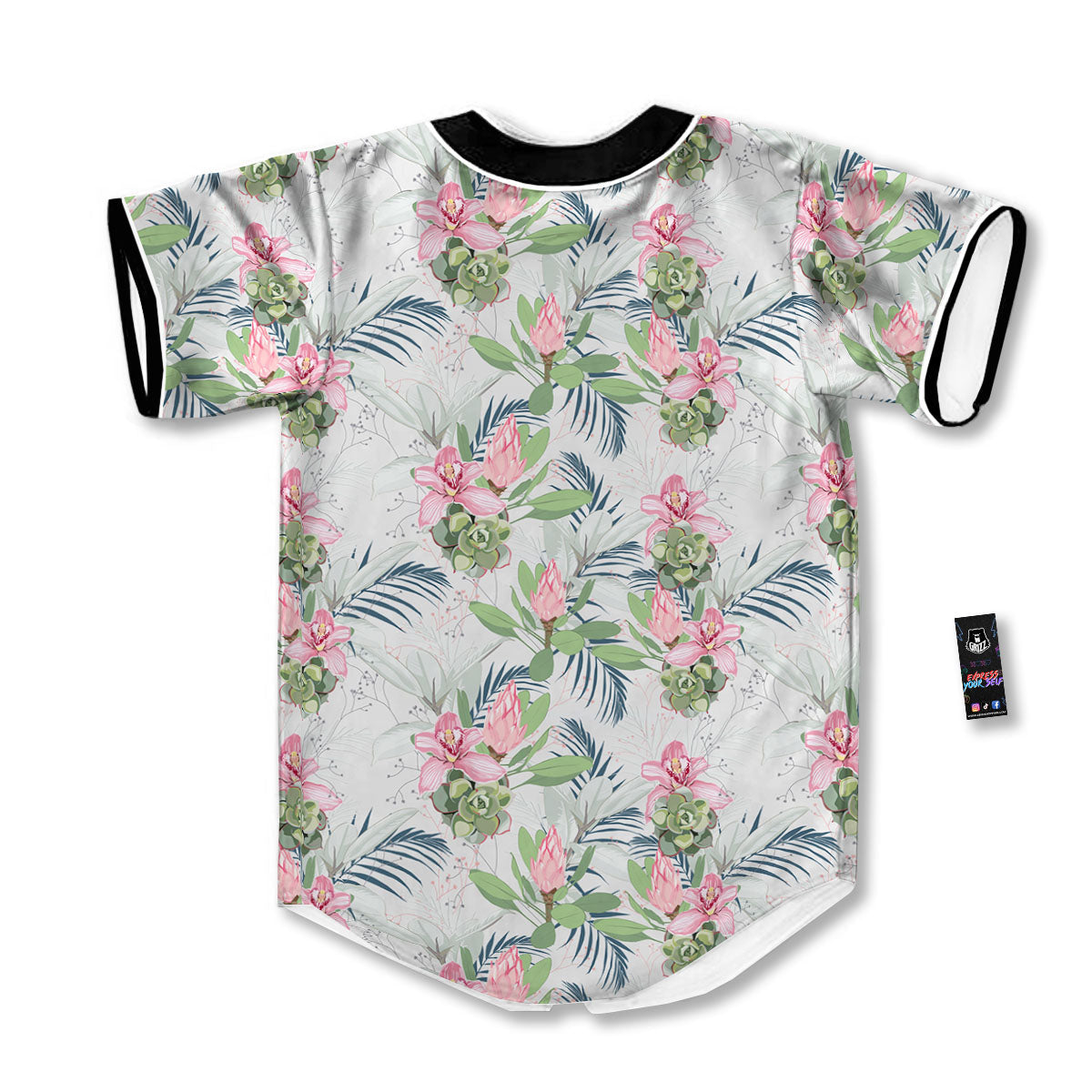 Protea Pink Print Pattern Baseball Jersey-grizzshop